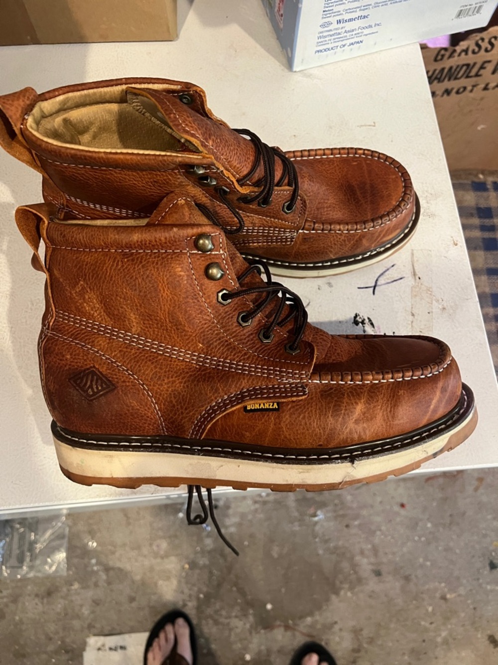 Danner Bonanza Tan Leather Moc Toe Work Boots